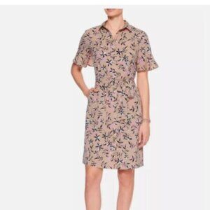 Banana Republic Tan Printed Ruffle Sleeve Shirt Dress Size 6 NWT